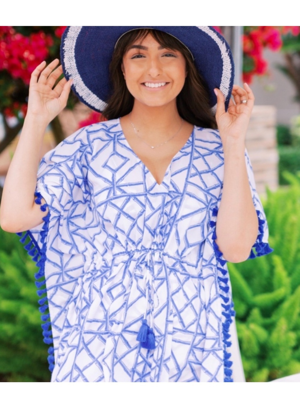 Vineyard Vines Bamboo Lattice Tunic with Tassels